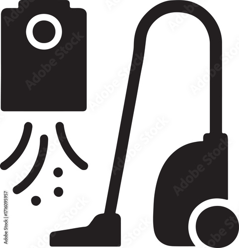 Silhouette vacuum parts illustration icon for repair, cleaning, maintenance, and appliance use.