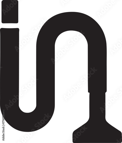 Silhouette vacuum cleaner hose icon for suction, cleaning, household, repair, and appliance use.