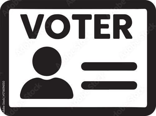 Silhouette voter ID glyph icon for election, identification, democracy, and official use.