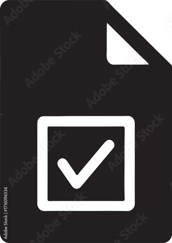 Silhouette check mark ballot paper icon for voting, election, democracy, and civic use.