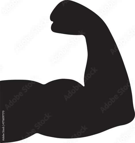 Silhouette muscle glyph icon for anatomy, fitness, medical, health, and physiology design.
