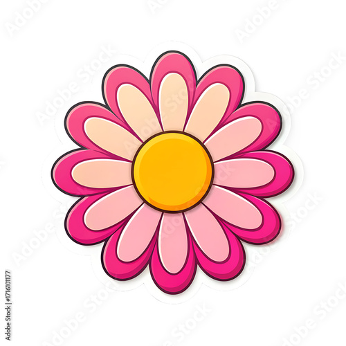  flower shape sticker  isolated on a white background PNG,AI GENERATED