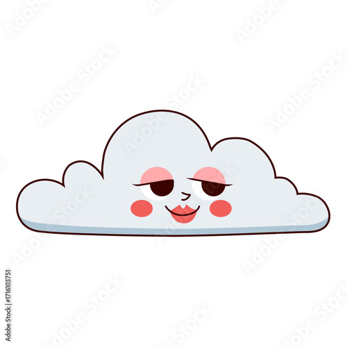 Cute vector illustration of a feminine cloud character emotion concept
