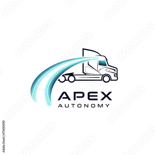 Autonomous truck logo featuring sleek design with motion lines, symbolizing innovation in transport
