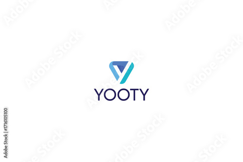 Letter Y modern 3d technological blue color logo
