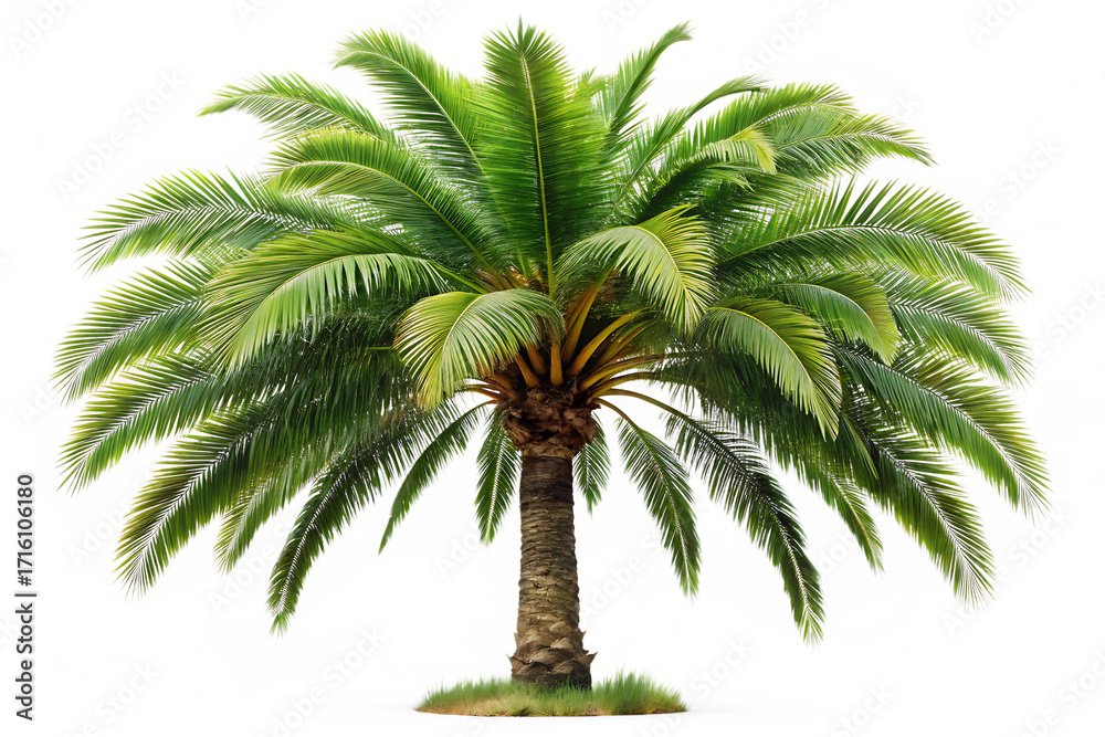 Obraz premium tropical palm tree cut out isolated on a white background PNG,AI GENERATED