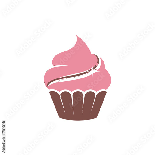 Delicious pink frosted cupcake with a chocolate base, perfect for desserts and celebrations