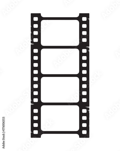 Black and white film strip on white background