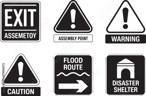 Essential safety signs for emergencies and guidance
