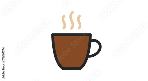 A steaming cup of coffee in a brown mug.