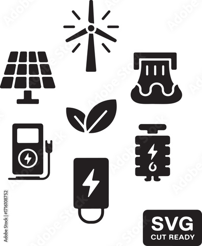 Clean energy icons for sustainable future projects