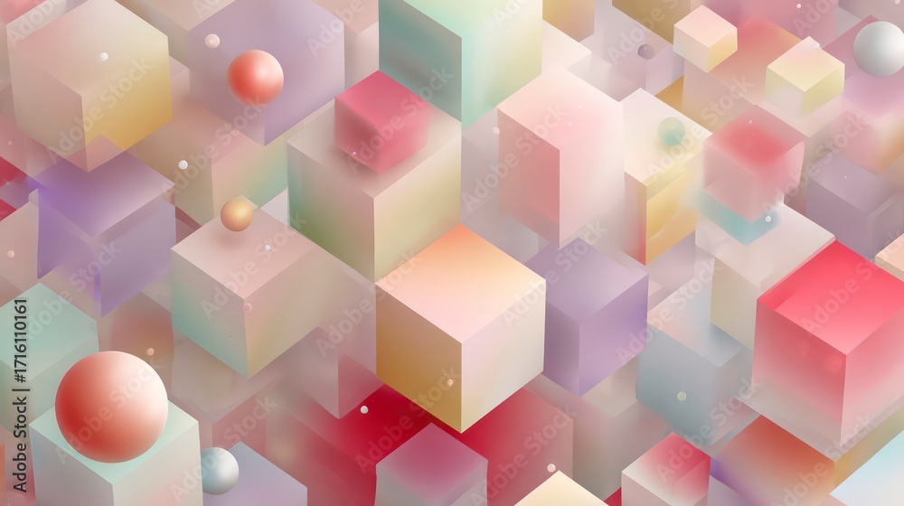 Obraz premium Soft pastel cube wallpaper