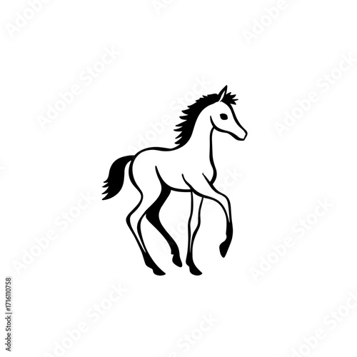 foal. foal simple black and white line art vector logo