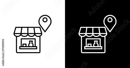 Franchise Location White Icon Set Design