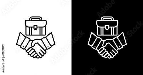 Cooperation White Icon Set Design