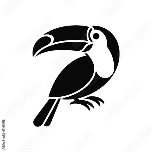 Stylized minimalist toucan vector graphic scalable illustration for eps download silhouette vector illustration white background