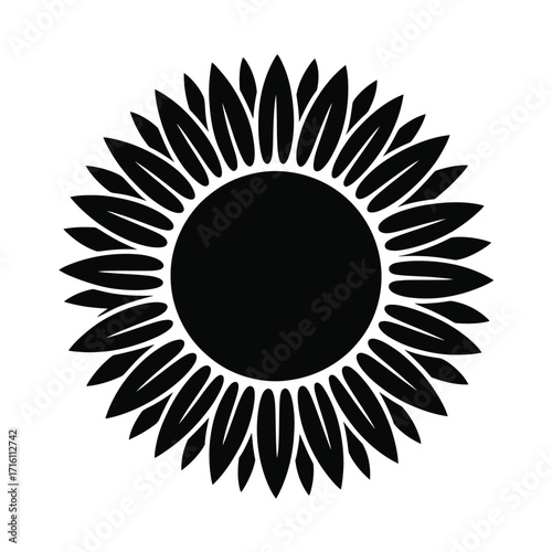 Stylized black and white sunflower vector graphic for versatile design applications silhouette vector illustration white background
