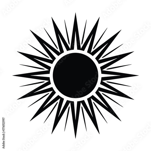 Stylized sun vector graphic for declarative use in scalable vector graphics eps format silhouette vector illustration white background