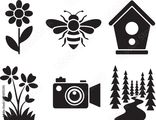 Nature icons for outdoor adventures and hobbies