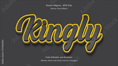 Kingly txt effect 3D royal, golden typography effect.