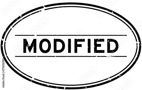 Grunge black modified word oval rubber seal stamp on white background
