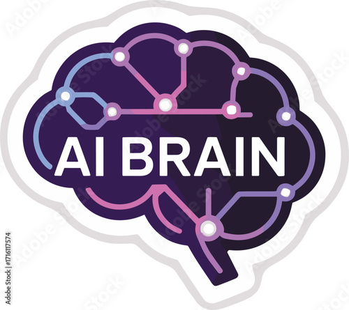 AI Brain with Neural Network Connections Icon Vector Illustration