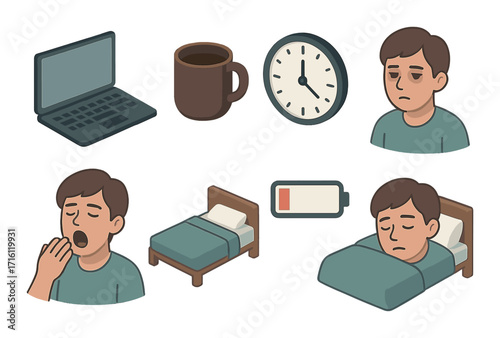 Young caucasian male struggling with fatigue and sleepiness at work