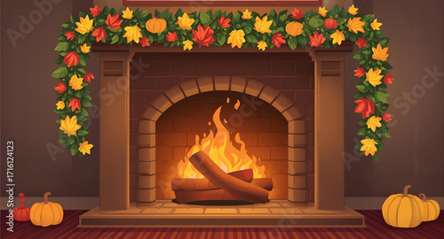 fireplace with burning logs