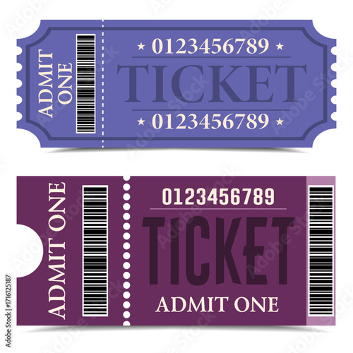 Colorful Admission Tickets for Party, Concert, Festival or Movie Night