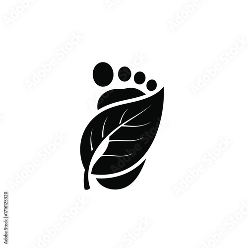 Nature's Footprint Leaf and Foot Symbol for Eco-Friendly Wellness