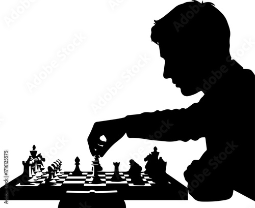 Silhouette of a person playing chess