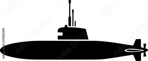 Powerful submarine icon ready for underwater naval missions and maritime security, a classic vector design