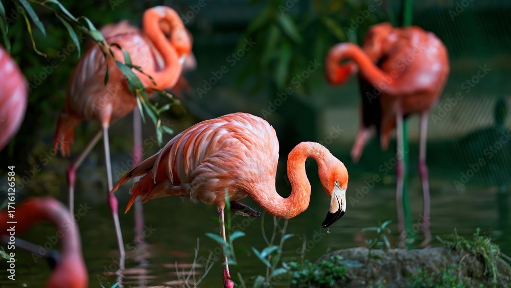 Fototapeta premium pink flamingo in the zoo