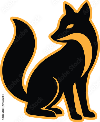 Fox Silhouette sticker icon vector illustration