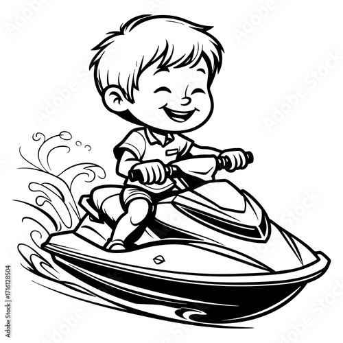 Boy riding a jet ski