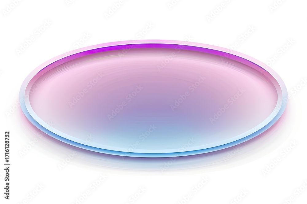Fototapeta premium Oval-shaped, pastel gradient filled element with a vibrant double-outlined border, casting a subtle shadow against a white background