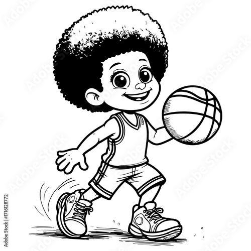 Smiling boy dribbling ball