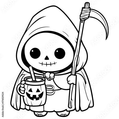 Grim Reaper with Pumpkin Mug