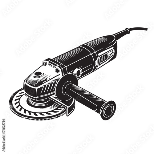 Black angle grinder Silhouette Vector, High Quality Illustration on White Background