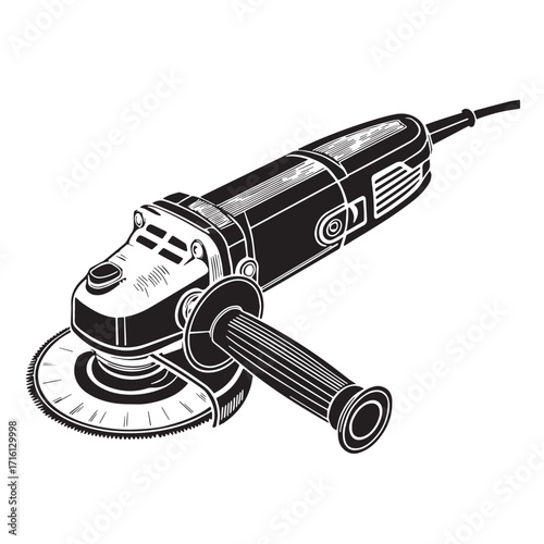 Black angle grinder Silhouette Vector, High Quality Illustration on White Background