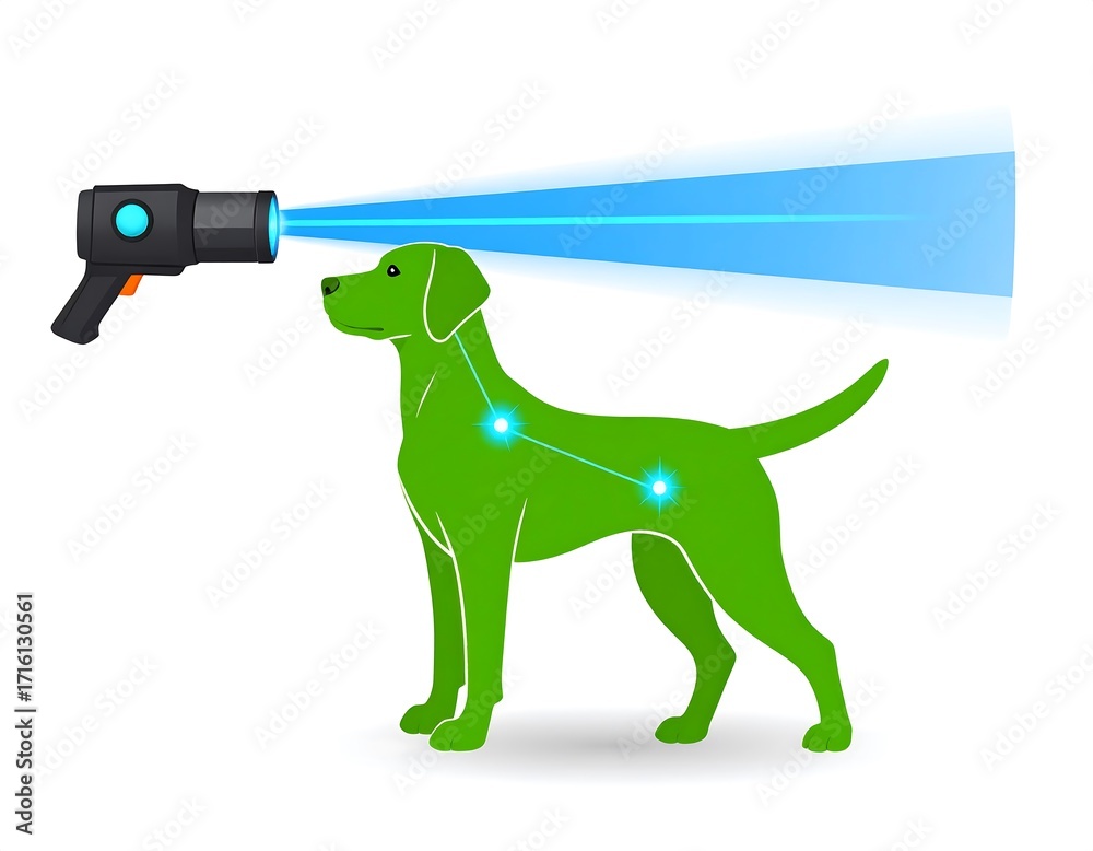 Fototapeta premium Dog receiving a light therapy treatment