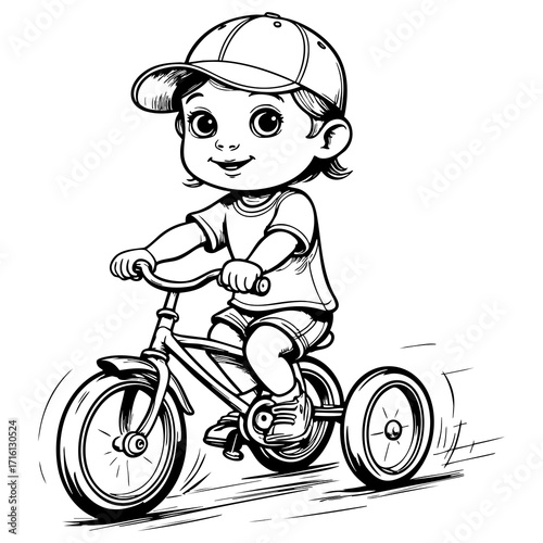 Little boy riding tricycle