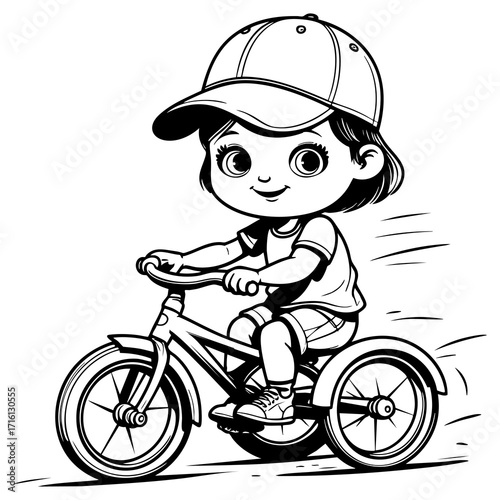 Girl riding tricycle