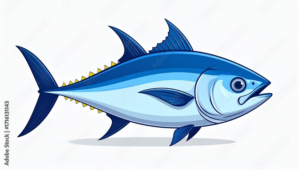 Obraz premium tuna fish flat vector icon, cartoon style