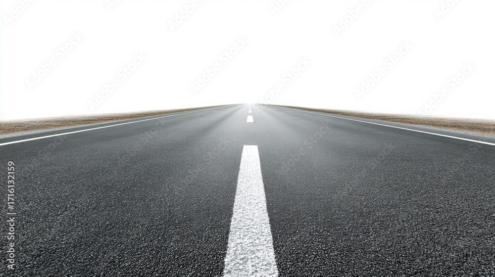 Fototapeta premium New asphalt road on white background.