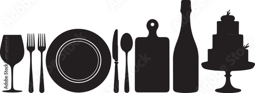 Elegant dining setup silhouette perfect for events
