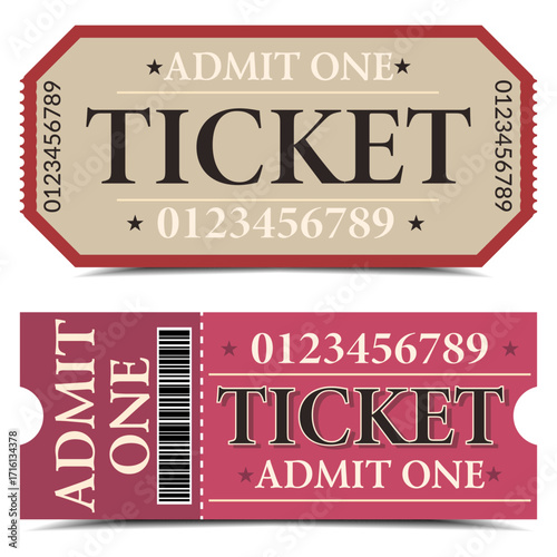 Colorful Admission Tickets for Party, Concert, Festival or Movie Night