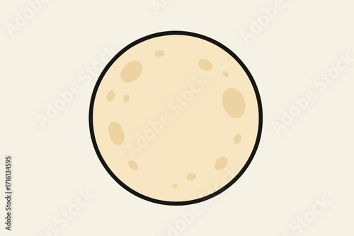 Simple cartoon moon illustration in soft colors, minimalistic design, celestial concept, empty space