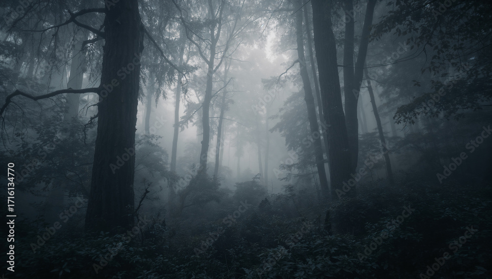 Fototapeta premium 湿り気を帯びた苔と幹の質感を控えめに残し清浄感と神秘性を両立してウェルネスやマインドフルネスの文脈に自然に馴染む.生成AI