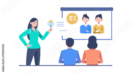 Business presentation training seminar conference workshop with team online meeting webinar